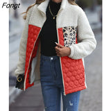 Casual Cardigan for Women Long Sleeve Loose Round Neck Stitching Zipper Fleece Jacket Demi-season Jacket for