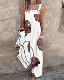 Fongt New Summer New Women's Printed Retro Jumpsuits Loose Sleeveless Design