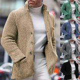Fongt And Winter New Men's Knit Cardigan Stand Collar Long Sleeve Single Breasted Pocket Cardigan Casual Men's