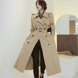Fongt Long Wind Coat Women's 2025 Chic Design Sense Early Spring Double Buckle