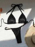 2024 New Sexy T-Shaped Pearl Leopard-Print Special Fabric Swimsuit Bikini