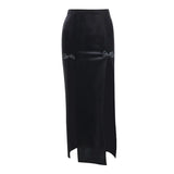 Special Punk Style Dress Cos Party High Waist Slim Bow Split Half Skirt-Outfit