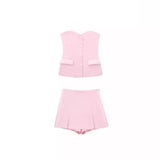 Fongt Women's Clothing 2025 Spring New Silk-Sense Texture Spliced Tight Body Clothes + Open-Fork Splicing Skirt Set