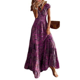 Fongt 2023 New Dress Waist Floral Print Dress-Outfit