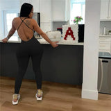 Casual Fitness Rompers Womens Jumpsuit Sleeveless Knit Rib Elastic Bodycon Jumpsuits Backless Workout Overalls for Women-Outfit