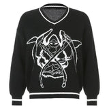Pattern Sweaters Women Oversized Pullovers Harajuku Aesthetic Streetwear Jumper Korean Knitwear Autumn Preppy Style