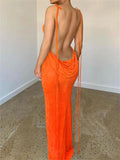 Orange Spaghetti Strap Slim