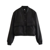 Spring Style Flip Large Pocket Decoration Vertical Collar Loose Jacket Jacket-Outfit