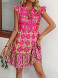 Fongt Shein Flyves V-Necked With Flower Dress