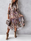 Print V Neck Long Shirt