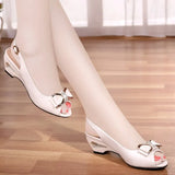 2021 Summer New Style Sandals Female Summer With Wedges Open Toe Shoes White Shoes Comfortable Women's