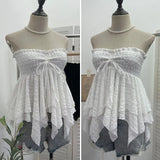 Fongt Shooting Holiday Wind Bra Strap With Bow Irregular Dress Loose Thin Short Sleeveless Top 9568