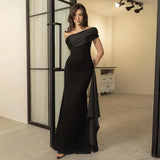 Fongt Shoulder Mesh Ribbon Dress Dress In New Temperament Black Dress