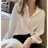 Fongt Shirt Women's 2025 Spring And Autumn Korean Edition Design Small Size Loose-Fitting Professional Suit With A Back-Down Shirt Chiffon