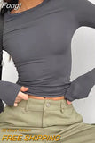 Crop Top Women Pullover Long Sleeve Tees Y2K Clothes Harajuku Streetwear Slim Fit T Shirt Woman Spring Basic