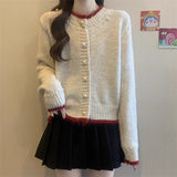 Fongt With A Soft Glutinous Nail Beads Color Short Cardigan Knitted Sweater Women's Spring And Autumn New Loose Chic Top
