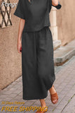 Women Summer Casual Loose Streetwear Outfits Sleeveless O Neck Tops Long Pants Set Female Solid Matching Two Piece Set 2023