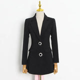 Fongt Suit Spring 2024 New Two Button Sexy Splicing Bow Tie With Personality Women's Fashion-Outfit