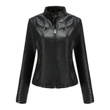 Faux Leather Jacket Autumn Winter Long Sleeve Plus Size Fashion Ladies Solid Zipper Biker Coat Female Casual