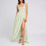Fongt Women's New Sexy Sling U Tie Dew Back Perspective Chiffon Dress