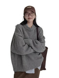 Fongt And Winter Lazy Style Retro Round Collar Collar Loose Horse Hair Pure Color Wear Inside And Thicken Sweater Female Tide