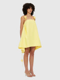 Fongt And Summer 2025 New Sexy Yellow Bare Back Three-Dimensional Flower Sling Skirt