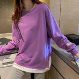 Style O Neck Long Sleeve Women Sweatshirts Casual Solid Color Oversized Hoodies Female Clothing Letter Harajuku