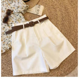 Fongt Shorts Women 2025 Summer New Retro High-Rise Thin Casual Pear-Shaped Broad Leg A Word Five-Point Pants