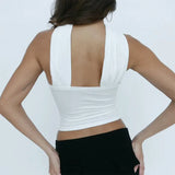 Sexy Backless Corset Halter Top Sleeveless Summer Short Edgy Clothes Y2k Vest Solid Tank Party Womens Tops Streetwear-Outfit