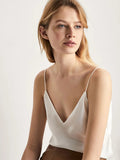 Top Women Halter V Neck Basic White Cami Sleeveless Satin Silk Tank Tops Women'S Summer Camisole 2024-Outfit