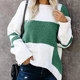 Fongt And Winter New Striped Retro Street Sweater Bumping Round Collar Knitting Shirt