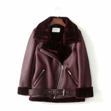 Fur Long Sleeved Loose Belt Warm Women's Jacket Lamb Wool Winter Thickened Locomotive Lapel Female Coat Beige Black Chic