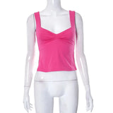 Square Collar Tank Women Slim Split Crop Tops Chic Backless Sleeveless Casual Camis Summer 2023 Y2K Double Layer-Outfit