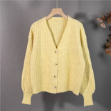 New 2021 Autumn Winter Women's Sweaters V-Neck Buttons Cardigans Casual Fashionable Korean Ladies Knitwears
