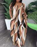 Summer New Women's Fashion Leisure Sexy Print Bare Shoulder Dress-Outfit