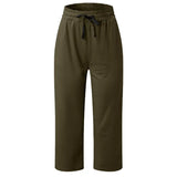 Waist Casual Sports Three-quarter Length Wide