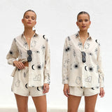 Fongt Summer Comfortable Casual Shirt Suit Short-Sleeved Cardigan Home Two-Piece Set-23064-Outfit