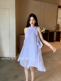 Fongt Xixi 2025 Summer New Temperament Elegant Round Collar Sleeveless Dress Senior Sense Short Dress Women 88386