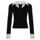Fongt Storm Point Print Collar Long-Sleeved T-Shirt Girl 2025 Fall Ins Repair New Model