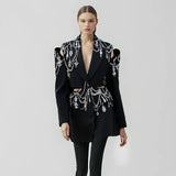 Fongt New Small Suit Jacket Female 2024 Summer High Sense Formal Dress Thin Heavy Industry Suit Jacket Female-Outfit