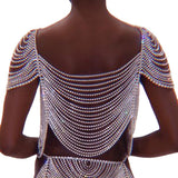 Rhinestone Cropped Tank Tops Multilayer Diamonds Luxury Tassel See Through Crop Tops Sexy Women 2023 Night Club