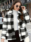 Fongt Women's Plush Coat With Long-Sleeved Winter Fashion Casual Coat Size