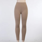 y2k Workout Leggings Women High Waist Lounge Set Outfit Fashion Solid Push Up Brown Cotton Leggings