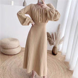 Fongt And Winter Goddess Fan Sweater Dress 2025 New Female Waist Thin French Style Knitted Dress Dress Dress Dress Dress