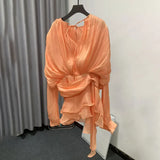Fongt Temperament Sweet Wind Dress Woman 2025 Spring New Fashion Collar Collar Folds Solid Color Short Skirt