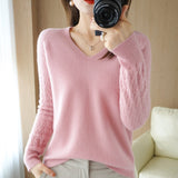 Fongt Out Makes Bottom Unlined Upper Garment Female Autumn Dong New Style Sweater Inside Jacket Long Sleeve Sets Foreign Style Slim V Gets Sweater Female-Outfit