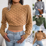 Fongt Wind Shooting 2025 Autumn And Winter Three-Dimensional Rhumus Long-Sleeved Umbilical Knitted Sweater Women's Clothing