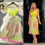 Fongt Court-Style Dress Female Short Breast Sling Sling Sling Vest + High-Waisted Half-Dress