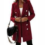 Fongt Autumn And Winter Long Sleeve Suit Collar Double Buckle Collar Buckle Coat Double Buckle Suit Collar
