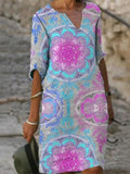 Elegant Floral Print Dress 703-0-Outfit